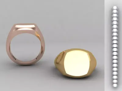 cushion square Signet Ring Base 10 MM top in All sizes 276-MWC 3D print model
