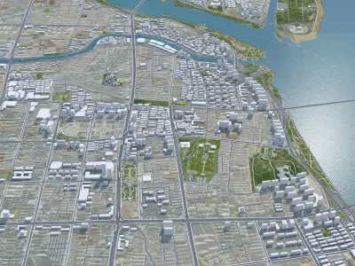 Linyi Shandong China 70km Low-poly 3D model