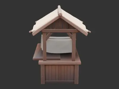 Wooden Market Stall Low-poly 3D model