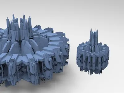 Sci-Fi dark Platforms 2 Monoliths  3D model