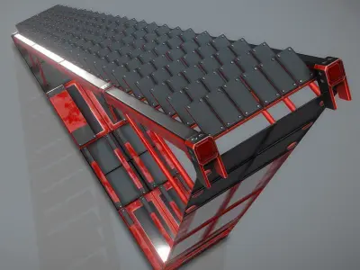 Futuristic Stairs Collection Red Painted Metal Modular  Low-poly 3D model