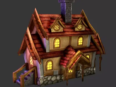 House in fantasy setting Low-poly 3D model