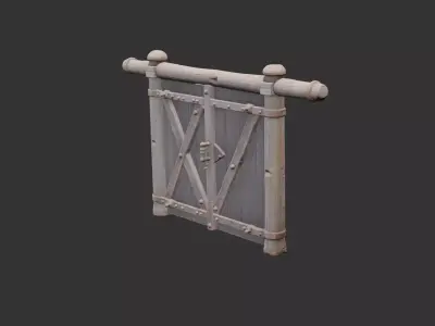 Old Wooden Barn Gate Low-poly 3D model