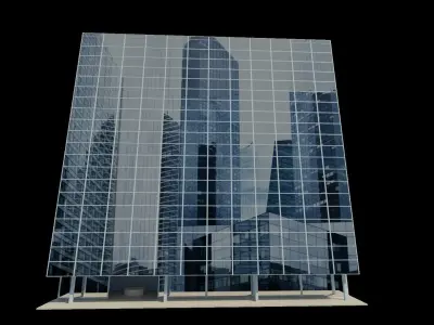 BUILDING office with glass windows Low-poly 3D model