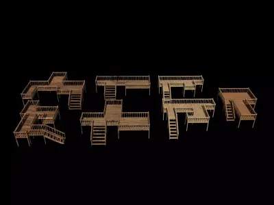 Multi wooden Deck 3D model