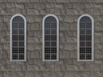 Stained leaded windows Low-poly 3D model
