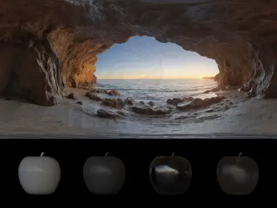HDRI 21pcs 12k Coastal Cave with ocean Low-poly 3D model