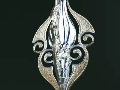 Set of two elven lamps hanging and portable 3D model