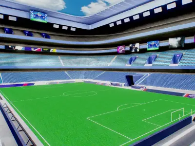 Football Stadium Baked VR AR Ready Low-poly 3D model