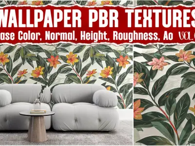 10 Classic Wallpaper VOL01 4K Seamless PNG PBR Textures Texture