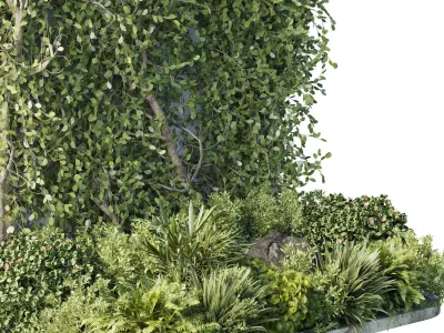 Garden ivy of Plants shrubs and palm tree - outdoor garden Low-poly 3D model
