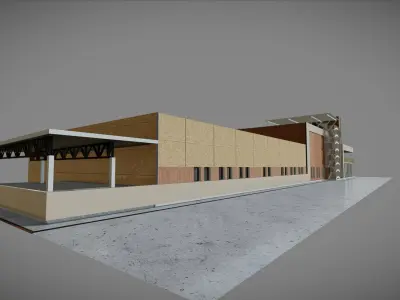 P0018 Industrial Building Winery Low-poly 3D model
