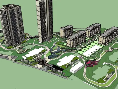 classical mall with apartment buildings 3D model