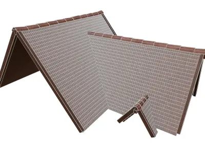 Modular Tiled Roof Sections Free 3D model