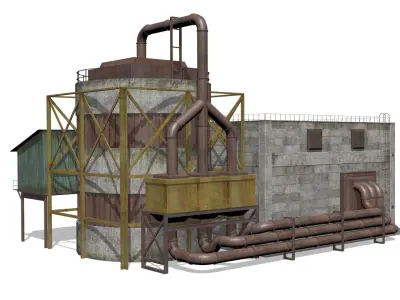  concrete building Low-poly 3D model