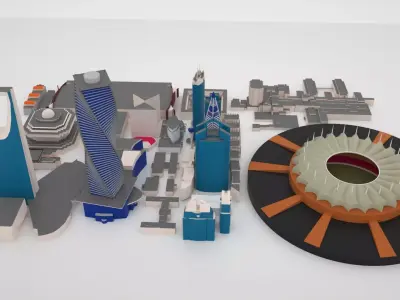 Riyadh City Landmark Buildings 3D Models Low-poly 3D model