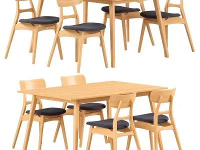 Helena Chair and Dylan Dining Table Low-poly 3D model