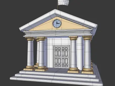 Iconic Cartoon University Low-poly 3D model