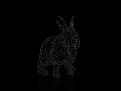 Rabbit Wireframe Low-poly 3D model