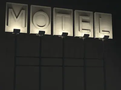 Old Motel Sign Standing Horizontal v1 3D model