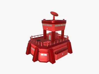 SciFi Facility B05 Red - Sci Fi Exterior Design Low-poly 3D model