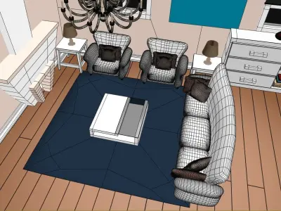 Cartoon Living Room Rich 3D model