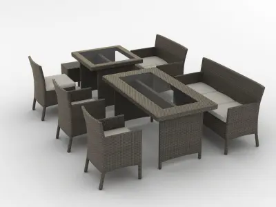 Rattan Garden Furniture Set 002 3D model