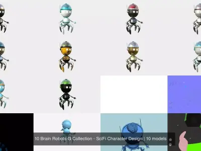 10 Brain Robots G Collection - SciFi Character Design 3D Model Pack