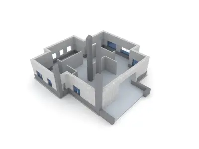 Animated process of house building  3D model