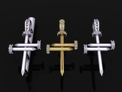 Nail Cross DiamondPendant Mid Size 3D print model