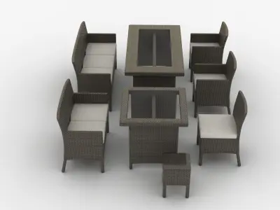 Rattan Garden Furniture Set 002 3D model