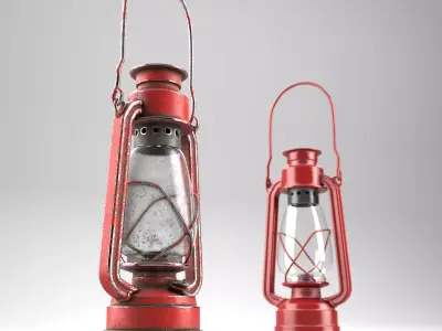 Oillamp with dirty and clean textures Low-poly 3D model