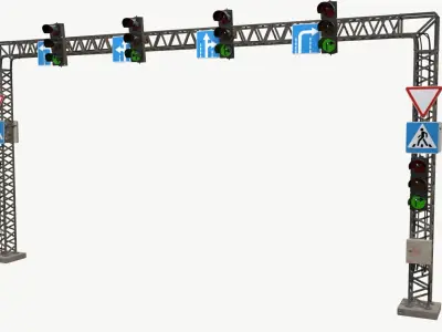 Traffic light with frame support 3D model