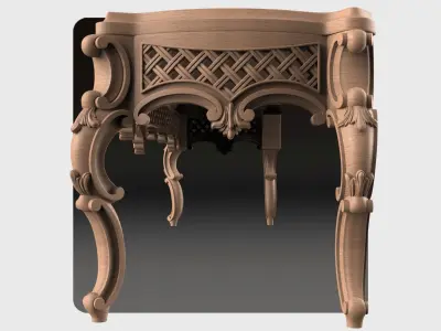 Carved tv table for CNC 02 3D model