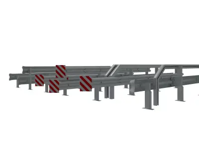 Road fence kit  Low-poly 3D model