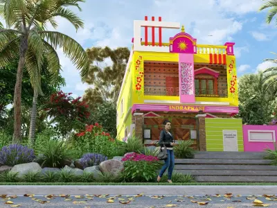 Royal Indian Double Story House Design  3D model