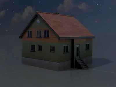Modern single-family house version 6 L Low-poly 3D model