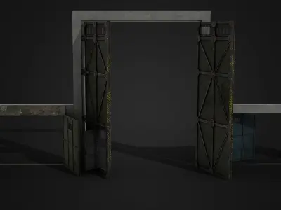 Big Industrial Gates Low-poly 3D model