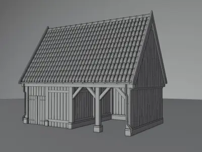 Wooden Barn  Game-Ready 3D Model with PBR Textures Low-poly 3D model