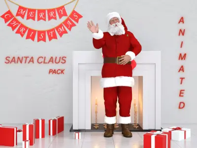 Santa Claus Rigged Animated  Low-poly 3D model