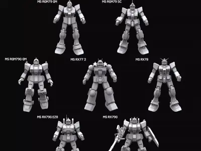 Gundam mobile suit Earth federation collection 3D model