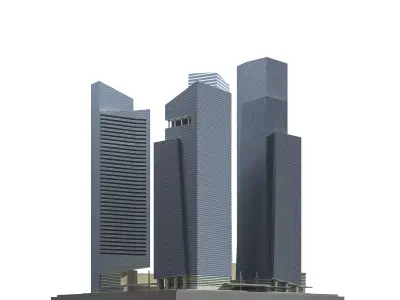 Marina Bay Financial Centre - MBFC- 3D Model Low-poly 3D model