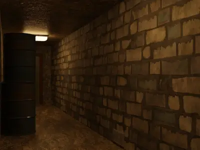 Small Spooky Rusted Hallway Free low-poly 3D model