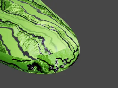 Bread with material looks like cucumber peel  Free low-poly 3D model