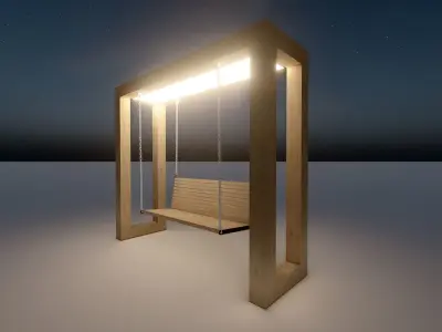Wooden swing with lighting 3D model