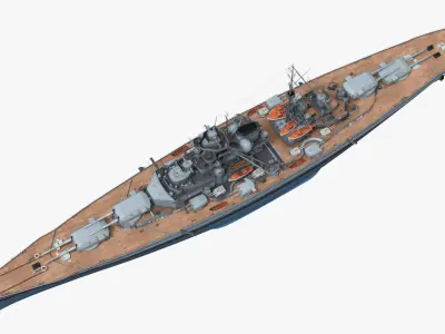  Naval Battleship with Blue Lower Hull Gray-Blue Rigged 