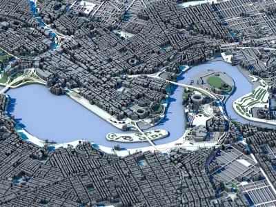 City of Perth Western Australia Skyline Swan River  3D model