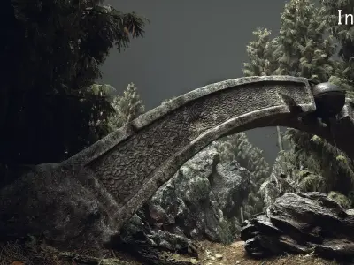 Stone Arch with Ornaments Low-poly 3D model