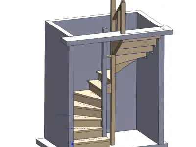 Wooden staircase Free 3D model