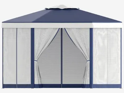 Hexagonal Garden Gazebo with Side Panels 02 3D model